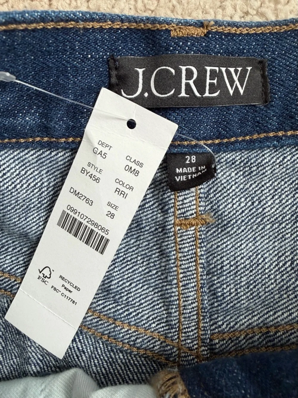 J.Crew NWT Denim Front Slit Midi Skirt in Medium Rinse Wash Women's Size‎ 28